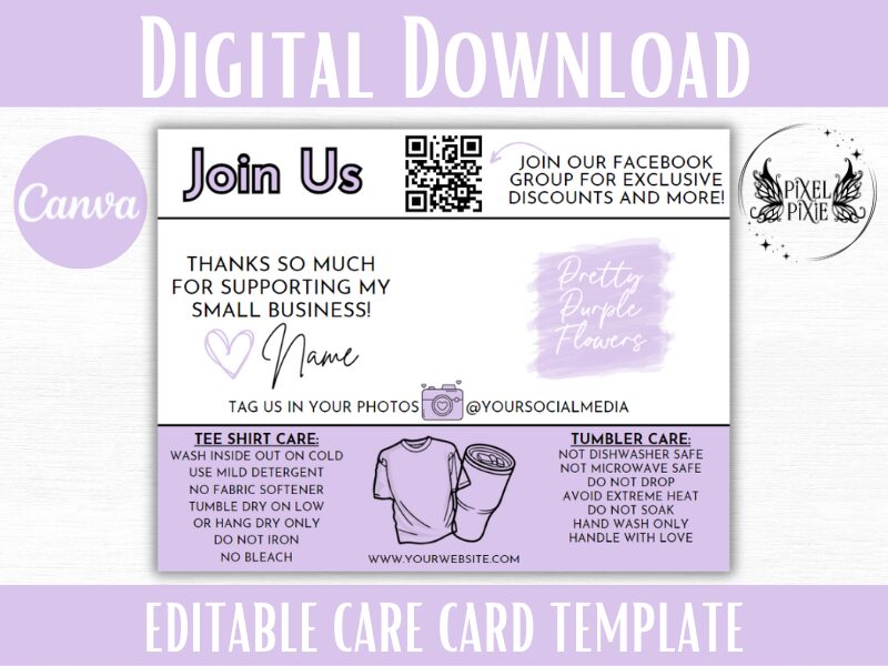 Pink Purple Care Card Graphics