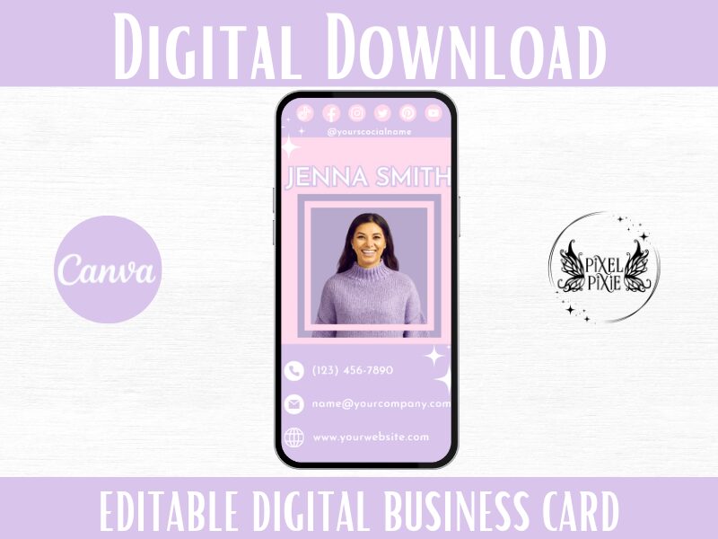 Pink Purple Digital Business Card