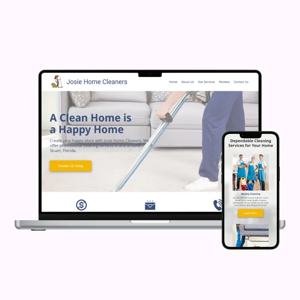 Mockup of a cleaning website.